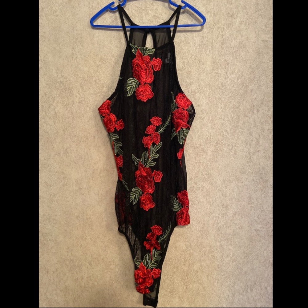 Rose lace leotard/onesie